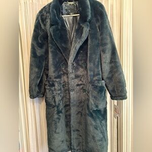 Jou Jou Dark Green Faux Fur Coat - NWT